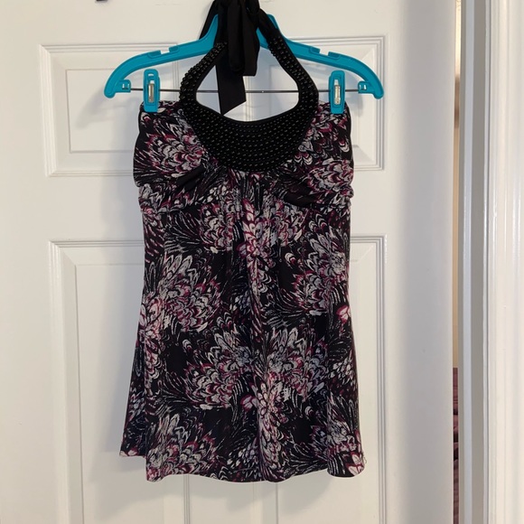 Studio Y Black and Pink Beaded Halter Medium -SOLD - Picture 1 of 9